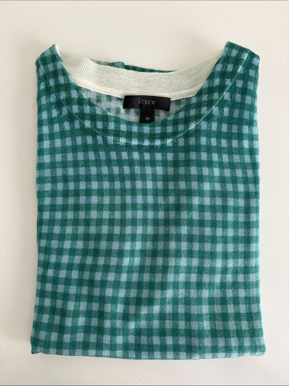 J. Crew Tippi Green Gingham Sweater - Size XS
